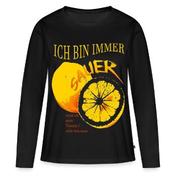 ich bin immer sauer Vitamin C Zitrone - Frauen Premium Bio Langarmshirt - Schwarz - Vorne - Julia (174cm)
