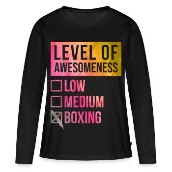 Boxen Boxen Boxen - Frauen Premium Bio Langarmshirt - Schwarz - Vorne - Julia (174cm)