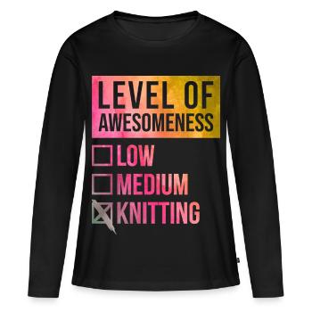 Stricken Stricken Stricken - Frauen Premium Bio Langarmshirt - Schwarz - Vorne - Julia (174cm)