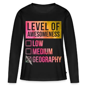 Géographie Géographie Géographie - T-shirt manches longues Premium bio Femme - noir - Devant - Julia (174cm)