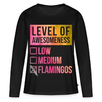 Flamingo Flamingo Flamingo - Frauen Premium Bio Langarmshirt - Schwarz - Vorne - Julia (174cm)