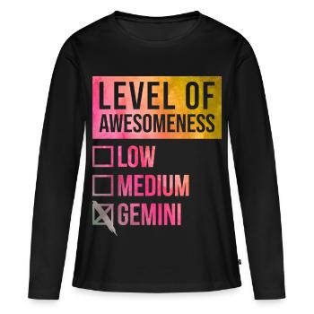 Zwillinge Zwillinge Zwillinge - Frauen Premium Bio Langarmshirt - Schwarz - Vorne - Julia (174cm)
