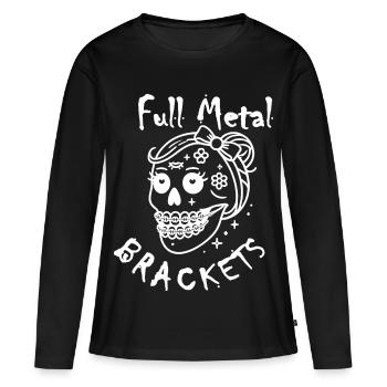 Fille Metal Rock Gothique avec motif drôle d’appareil dentaire - T-shirt manches longues Premium bio Femme - noir - Devant - Julia (174cm)