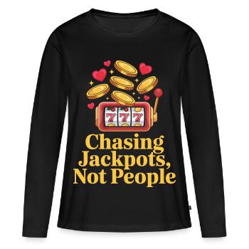 Jagd nach Jackpots Lustiges Casino-Glücksspiel - Frauen Premium Bio Langarmshirt - Schwarz - Vorne - Julia (174cm)