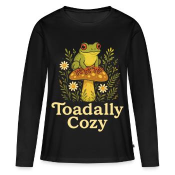 Rainette Humour Grenouille Arboricole - T-shirt manches longues Premium bio Femme - noir - Devant - Julia (174cm)