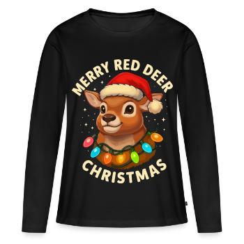 Hirsch Weihnachten Jäger Geschenk Rotwild - Frauen Premium Bio Langarmshirt - Schwarz - Vorne - Julia (174cm)
