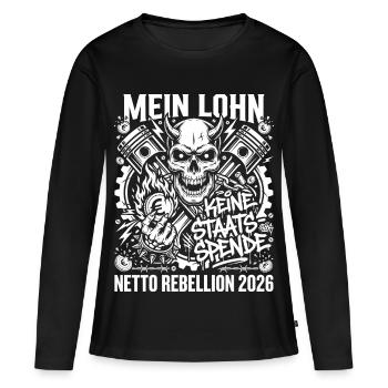 Mein Lohn Keine Staats-Spende - Frauen Premium Bio Langarmshirt - Schwarz - Vorne - Julia (174cm)