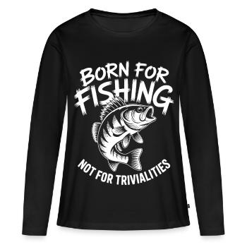 Angeln statt Arbeit - Frauen Premium Bio Langarmshirt - Schwarz - Vorne - Julia (174cm)