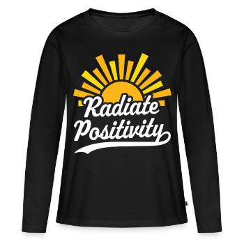 Rayonnez de positivité - T-shirt manches longues Premium bio Femme - noir - Devant - Julia (174cm)