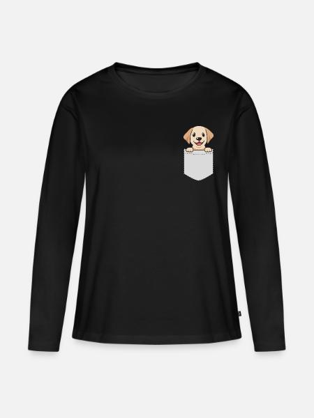 Labrador Pocket - Frauen Premium Bio Langarmshirt - Schwarz