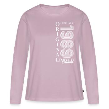 35e anniversaire Original Février Né 1989 - T-shirt manches longues Premium bio Femme - rose poudré - Devant - Julia (174cm)