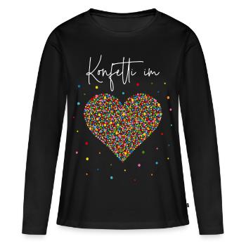 Konfetti im Herzen - Frauen Premium Bio Langarmshirt - Schwarz - Vorne - Julia (174cm)