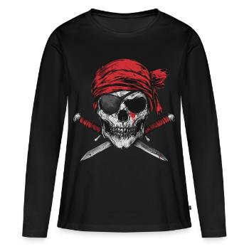 Pirate - T-shirt manches longues Premium bio Femme - noir - Devant - Julia (174cm)