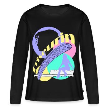 Hairdresser Razor Woman Head Silhuoette - Women's Premium Organic Long Sleeve Shirt - black - Front - Julia (174cm)