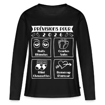 Predictions for 2026, future mama, future dad - Women's Premium Organic Long Sleeve Shirt - black - Front - Julia (174cm)