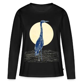 HÉRON CENDRÉ - T-shirt manches longues Premium bio Femme - noir - Devant - Julia (174cm)