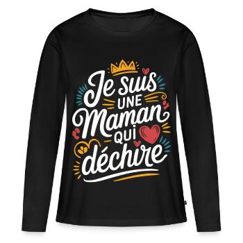 Ich bin eine Killer-Mutter - Frauen Premium Bio Langarmshirt - Schwarz - Vorne - Julia (174cm)