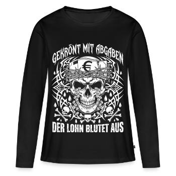 Couronné d’impôts Les salaires saignent - T-shirt manches longues Premium bio Femme - noir - Devant - Julia (174cm)
