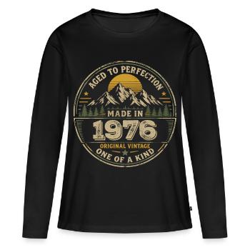 1976 Fête Anniversaire 1976 - Né en 1976 - T-shirt manches longues Premium bio Femme - noir - Devant - Julia (174cm)