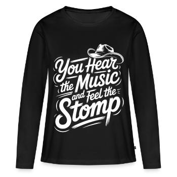 Country Line Dance Music Vibe - Frauen Premium Bio Langarmshirt - Schwarz - Vorne - Julia (174cm)