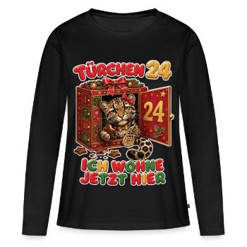 Ich wohne jetzt hier - Frauen Premium Bio Langarmshirt - Schwarz - Vorne - Julia (174cm)