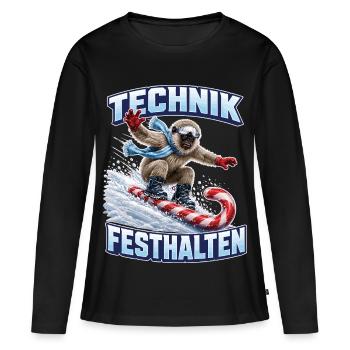 Brillenlangur auf der Zuckerstange - Frauen Premium Bio Langarmshirt - Schwarz - Vorne - Julia (174cm)