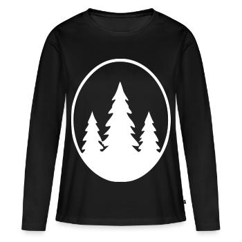 Silhouette forestière en ovale - T-shirt manches longues Premium bio Femme - noir - Devant - Julia (174cm)