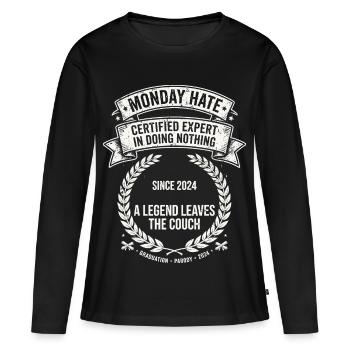 Monday Hate Certified Expert - Frauen Premium Bio Langarmshirt - Schwarz - Vorne - Julia (174cm)