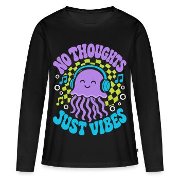 No Thoughts Just Vibes Qualle - Frauen Premium Bio Langarmshirt - Schwarz - Vorne - Julia (174cm)