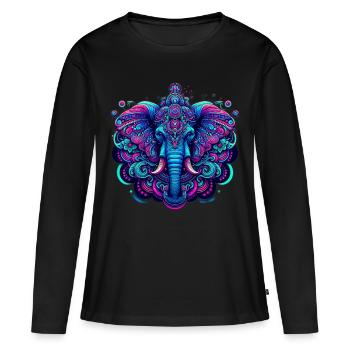 Goa Merch pour le Goa Trance Psytrance Festival - T-shirt manches longues Premium bio Femme - noir - Devant - Julia (174cm)
