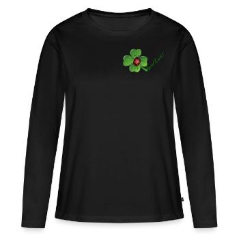 Bonne chance - T-shirt manches longues Premium bio Femme - noir - Devant - Julia (174cm)