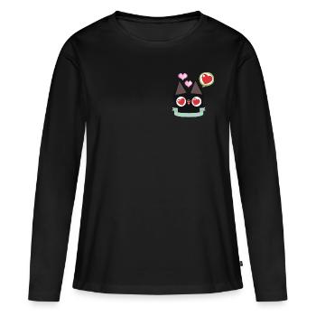 Cute cat with hearts - Women's Premium Organic Long Sleeve Shirt - black - Front - Julia (174cm)