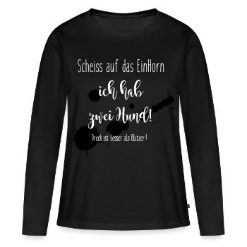ein Horn - zwei Hund - Frauen Premium Bio Langarmshirt - Schwarz - Vorne - Julia (174cm)