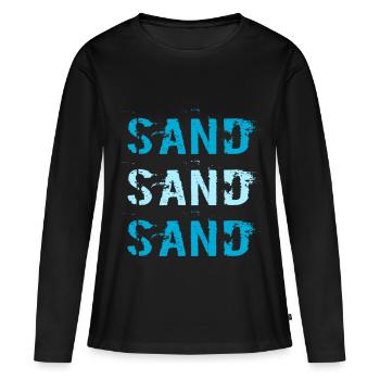 Sand Sand Sand / Sommer / Sprüche / Trend - Frauen Premium Bio Langarmshirt - Schwarz - Vorne - Julia (174cm)