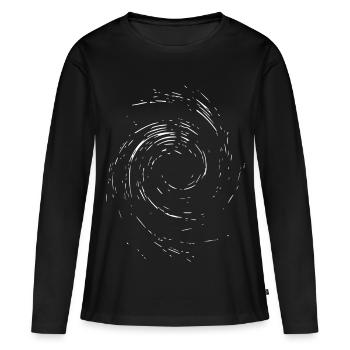 Strudel abstrait / Ligne / blanc / motif - T-shirt manches longues Premium bio Femme - noir - Devant - Julia (174cm)