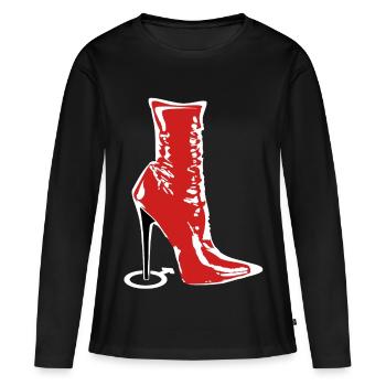 Bottes de Maîtresse - T-shirt manches longues Premium bio Femme - noir - Devant - Julia (174cm)