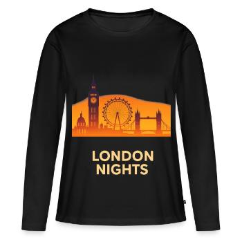 Silhouette de la silhouette de la silhouette de la silhouette de la nuit de Londres - T-shirt manches longues Premium bio Femme - noir - Devant - Julia (174cm)