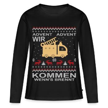  Feuerwehr Advent Weihnachten - Frauen Premium Bio Langarmshirt - Schwarz - Vorne - Julia (174cm)