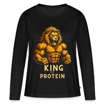 Roi des protéines - T-shirt manches longues Premium bio Femme - noir - Devant - Julia (174cm)