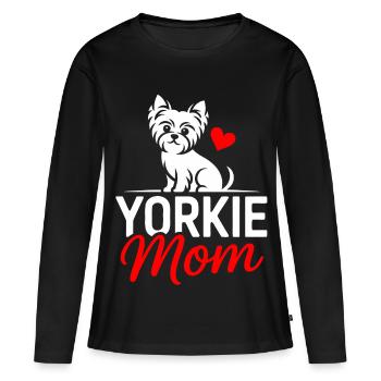 Yorkie Mom Herzhund Design - Frauen Premium Bio Langarmshirt - Schwarz - Vorne - Julia (174cm)