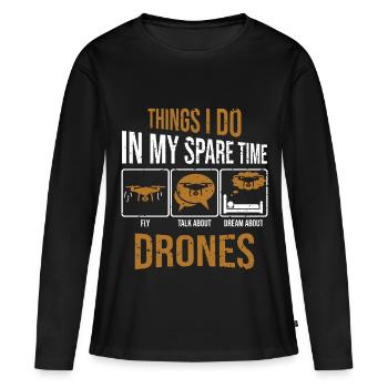 Courses de drones : choses que je fais avec ma machine de course de course - T-shirt manches longues Premium bio Femme - noir - Devant - Julia (174cm)