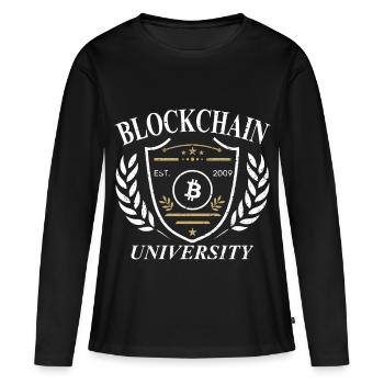 Bitcoin - 21 millions - Cryptomonnaie - T-shirt manches longues Premium bio Femme - noir - Devant - Julia (174cm)