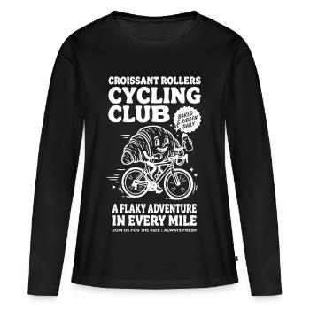 Club de Vélo de Route Rétro Croissant - T-shirt manches longues Premium bio Femme - noir - Devant - Julia (174cm)