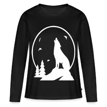 Silhouette de la Lune de la Nuit du Loup - T-shirt manches longues Premium bio Femme - noir - Devant - Julia (174cm)