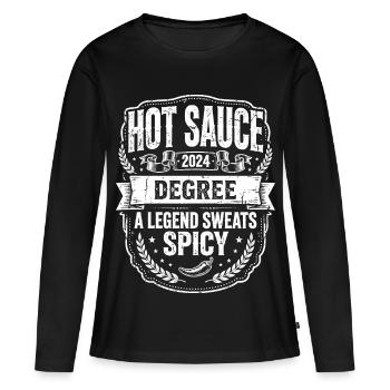 Légende du degré épicé de la sauce piquante - T-shirt manches longues Premium bio Femme - noir - Devant - Julia (174cm)