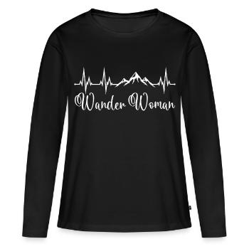 Randonneurs de randonnées en randonnée cardiaques montagnes Wanderwoman - T-shirt manches longues Premium bio Femme - noir - Devant - Julia (174cm)