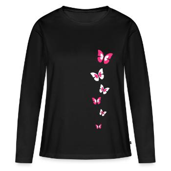schmetterlinge - Frauen Premium Bio Langarmshirt - Schwarz - Vorne - Julia (174cm)