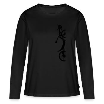 Recumbent half portrait recumbent bicycle - Women's Premium Organic Long Sleeve Shirt - black - Front - Julia (174cm)