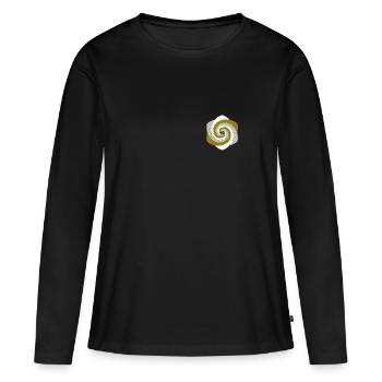 Fleur du Nombre d’Or 6er - T-shirt manches longues Premium bio Femme - noir - Devant - Julia (174cm)