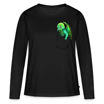 poche cthulhu - T-shirt manches longues Premium bio Femme - noir - Devant - Julia (174cm)